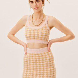 NWOT For Love & Lemons Cher Light Pink Sweater Crop Tank Top Women's Med…